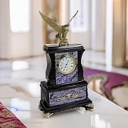 Настольные часы «Орел» из чароита и долерита — необычный подарок — фотография 1