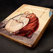 Икона деревянная "Пр. Серафим Саровский с медведем — фотография 3