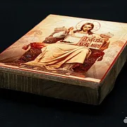 Икона "Господь-Вседержитель на троне" 15*12 см — оригинальный подарок — фотография 3