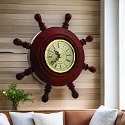 Часы в форме штурвала, 8 ручек, диаметр 320 мм — фотография 1