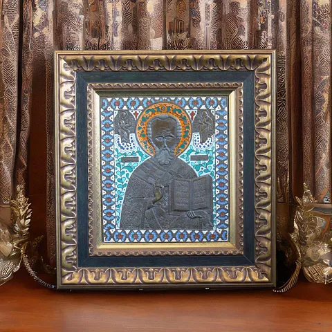 Бронзовая икона Николай Чудотворец