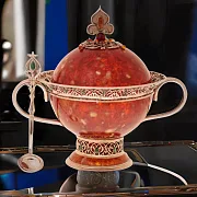 Сахарница декоративная из янтаря с ложечкой — фотография 1