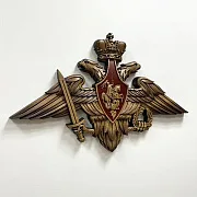 Резной герб ВС РФ из бука, 40×63 см — оригинальный подарок — фотография 2